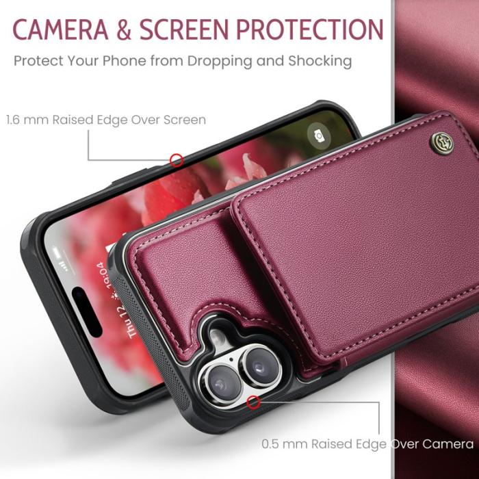 Caseme - CASEME C22 iPhone 17 Fodral med RFID-Skydd 5 Kort Röd