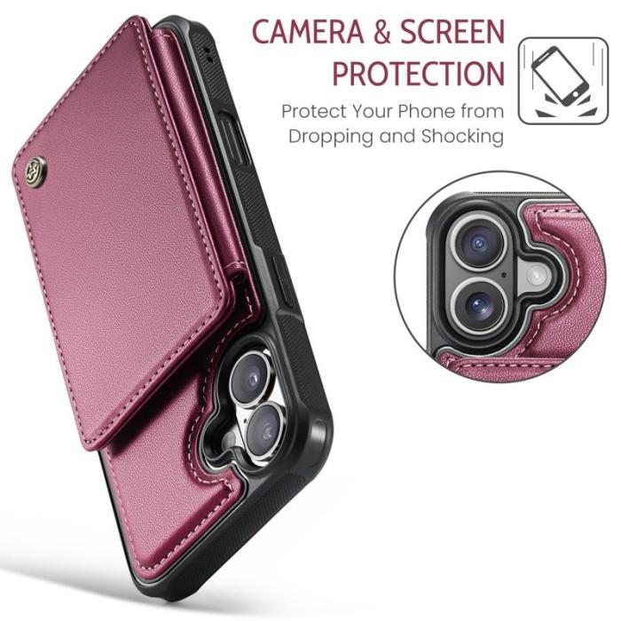 Caseme - CASEME C22 iPhone 17 Fodral med RFID-Skydd 5 Kort Röd
