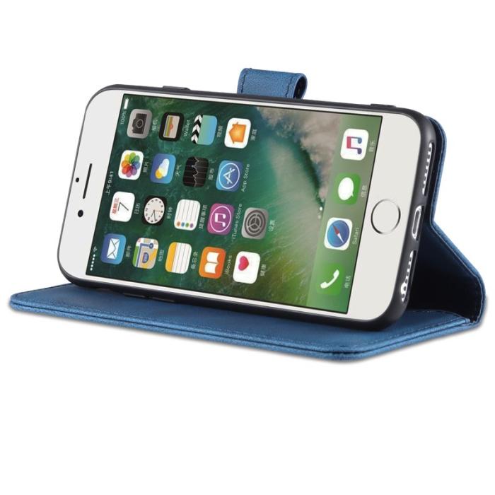 AZNS - AZNS iPhone SE (2022)/SE (2020)/8/7 Plånboksfodral Konstläder - Blå