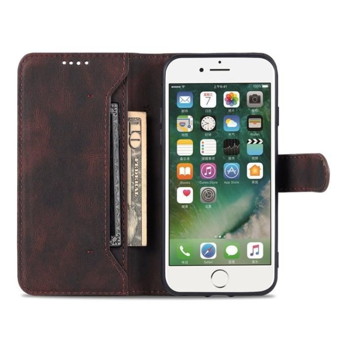 AZNS - AZNS iPhone SE (2022)/SE (2020)/8/7 Plånboksfodral Konstläder - Brun