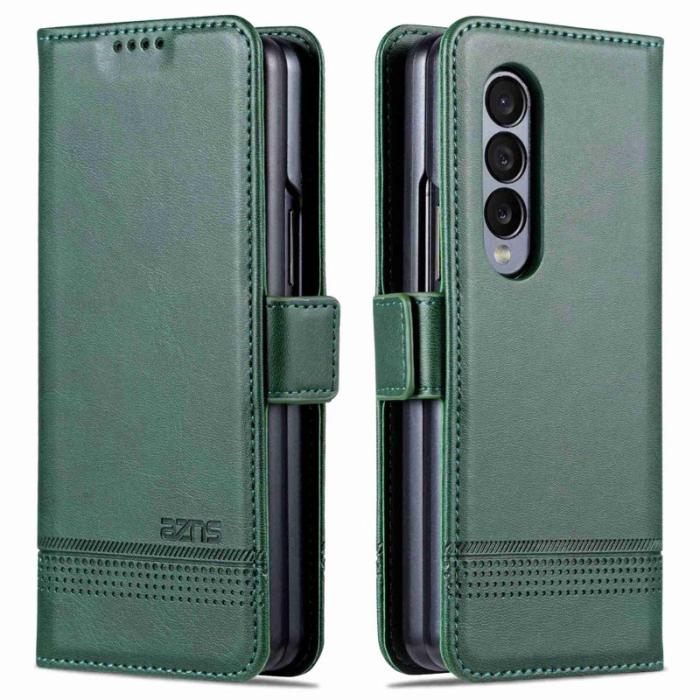 AZNS - AZNS Samsung Galaxy Z Fold3 5G Plånboksfodral Konstläder - Grön