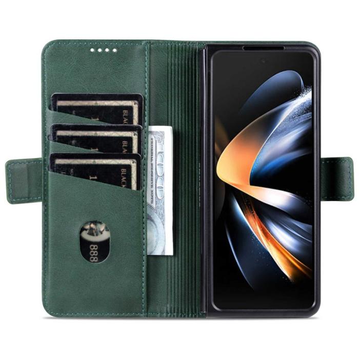 AZNS - AZNS Samsung Galaxy Z Fold3 5G Plånboksfodral Konstläder - Grön
