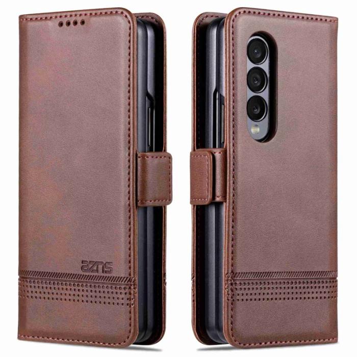 AZNS - AZNS Samsung Galaxy Z Fold3 5G Plånboksfodral Konstläder - Brun
