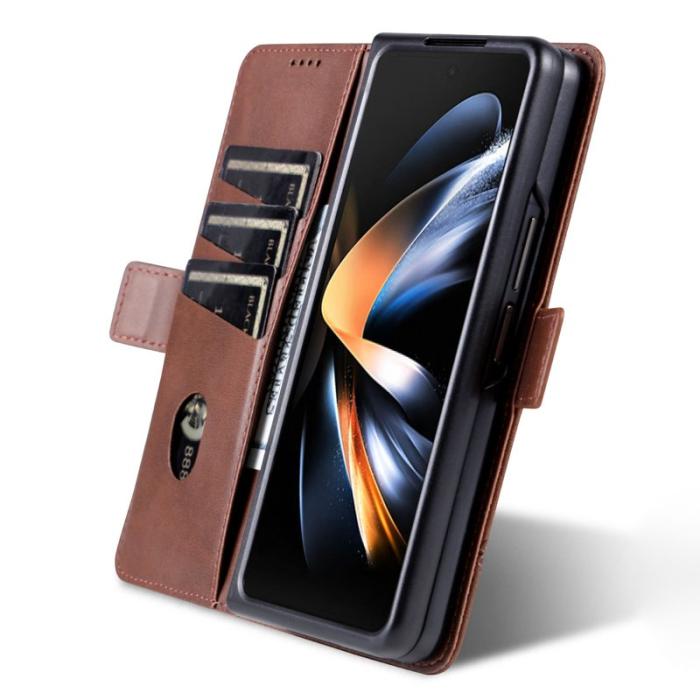 AZNS - AZNS Samsung Galaxy Z Fold3 5G Plånboksfodral Konstläder - Brun