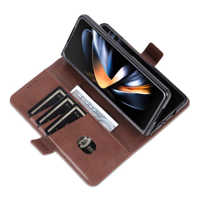AZNS - AZNS Samsung Galaxy Z Fold3 5G Plånboksfodral Konstläder - Brun