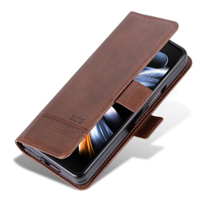AZNS - AZNS Samsung Galaxy Z Fold3 5G Plånboksfodral Konstläder - Brun