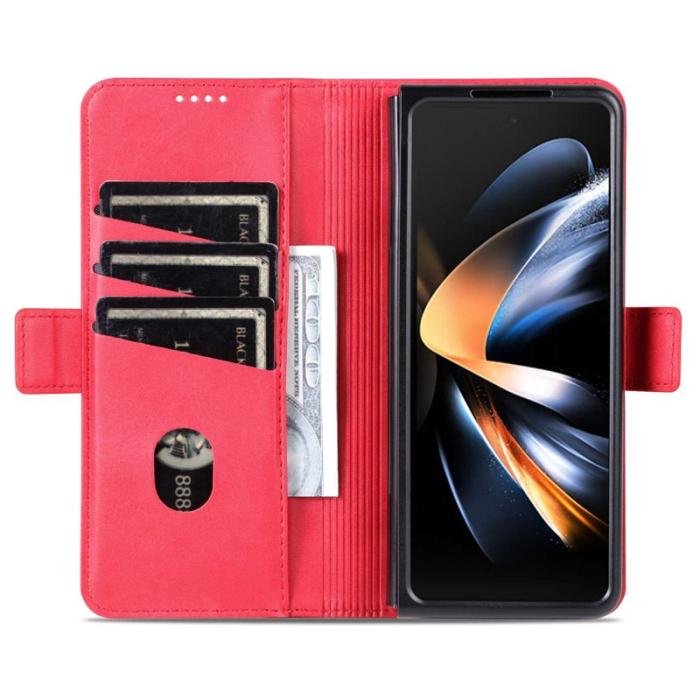 AZNS - AZNS Samsung Galaxy Z Fold3 5G Plånboksfodral Konstläder - Röd