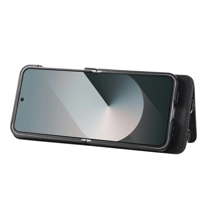 A-One Brand - Galaxy Z Flip 7 FE / Z Flip 6 Mobilskal Korthållare Kickstand Rhombus - Svart