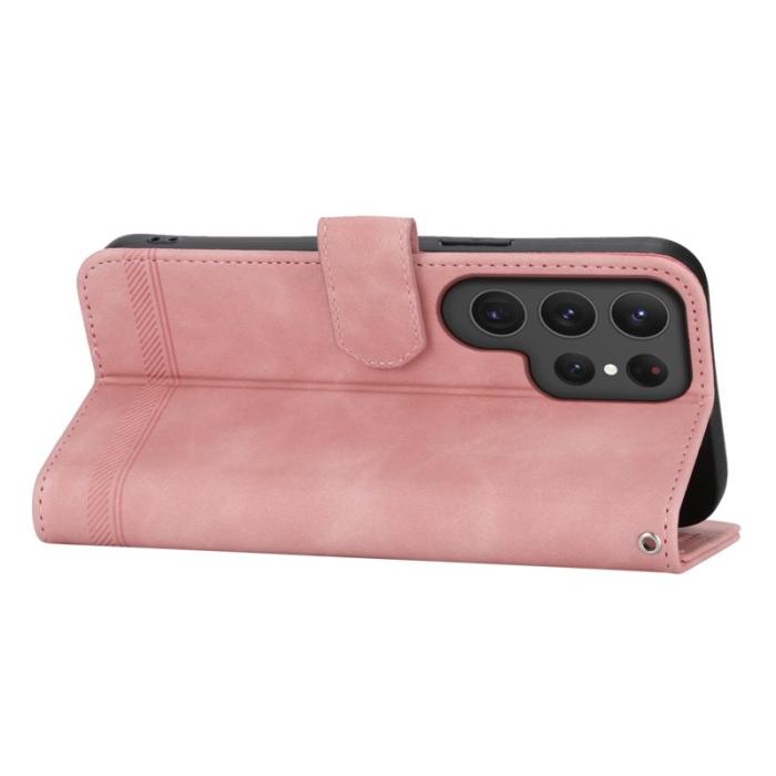 DIERFENG - DIERFENG DF-03 Samsung Galaxy S25 Ultra Plånboksfodral Konstläder - Rosa