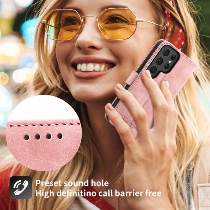 DIERFENG - DIERFENG DF-03 Samsung Galaxy S25 Ultra Plånboksfodral Konstläder - Rosa