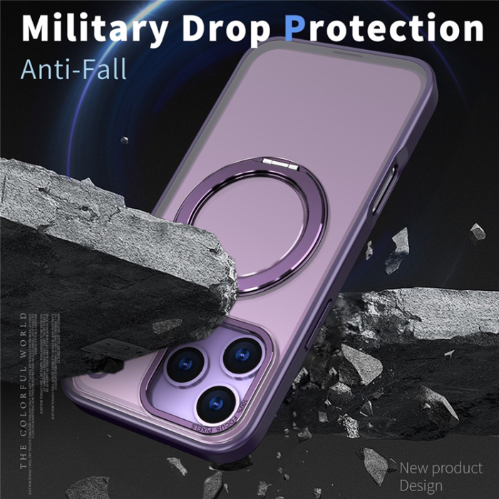 A-One Brand - iPhone 17 Pro Mobilskal Ring Kickstand TPU PC - Mörklila