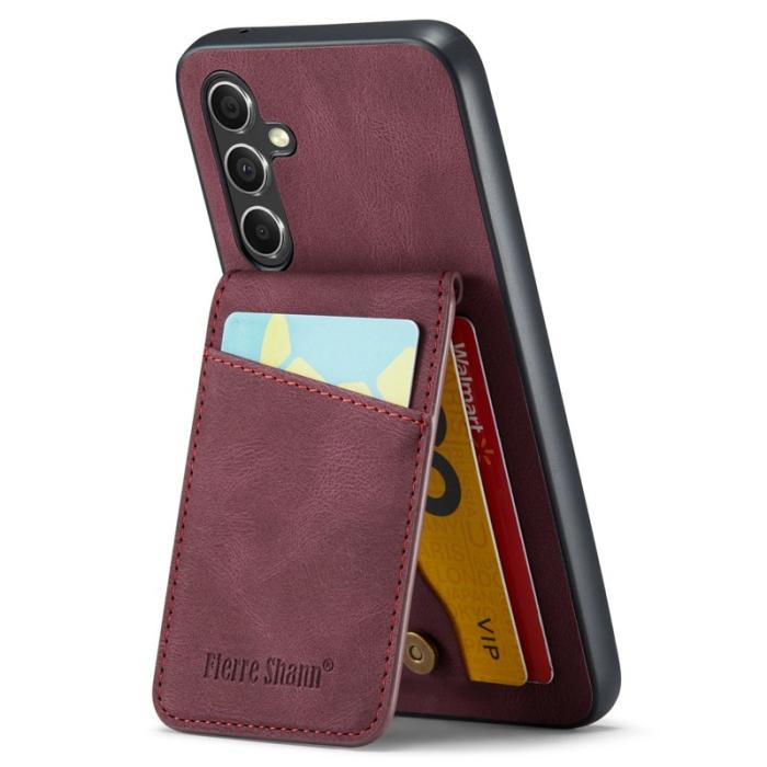 FIERRE SHANN - FIERRE SHANN för Samsung Galaxy S23 FE Fodral PU+TPU - Röd