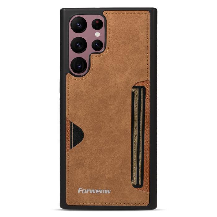 FORWENW - FORWENW F5 Series Samsung Galaxy S24 Ultra Fodral KonstLäder - Brun