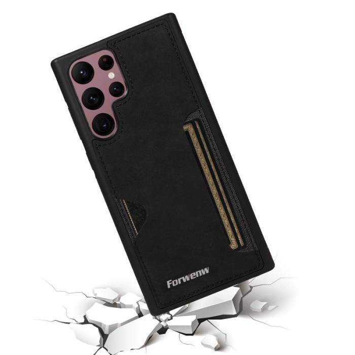 FORWENW - FORWENW F5 Series Samsung Galaxy S24 Ultra Fodral KonstLäder - Svart