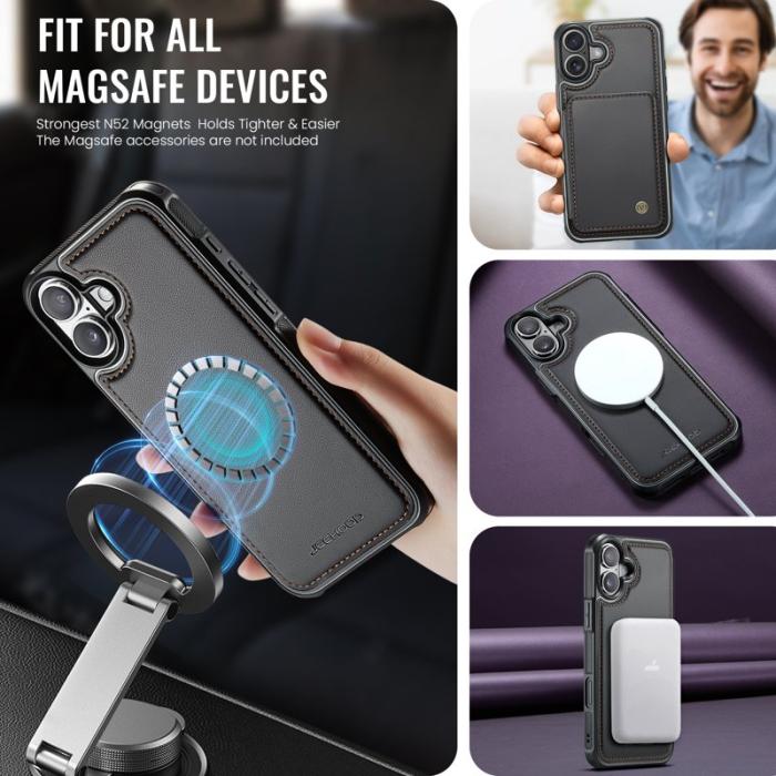 JEEHOOD - JEEHOOD J05 Fodral för iPhone 17 i Konstläder med Magnetisk Väska - Svart