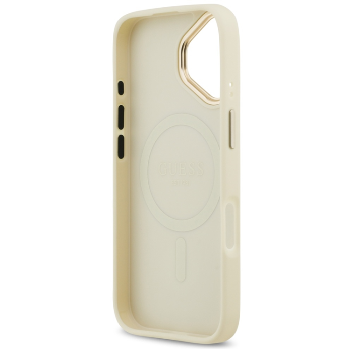Guess - Guess iPhone 17 Mobilskal Magsafe Grained Strass Logo - Beige