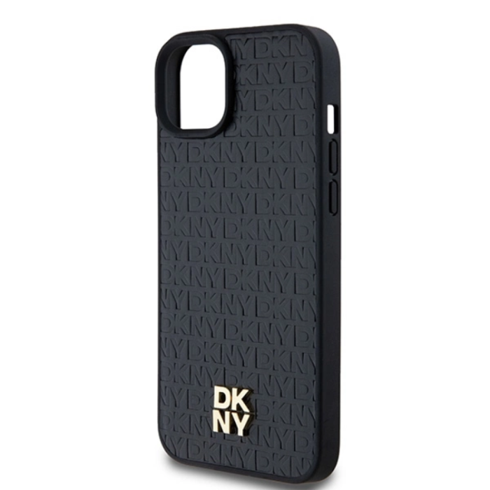 DKNY - DKNY iPhone 15/14/13 Mobilskal Magsafe Läder Pattern Metal Logo