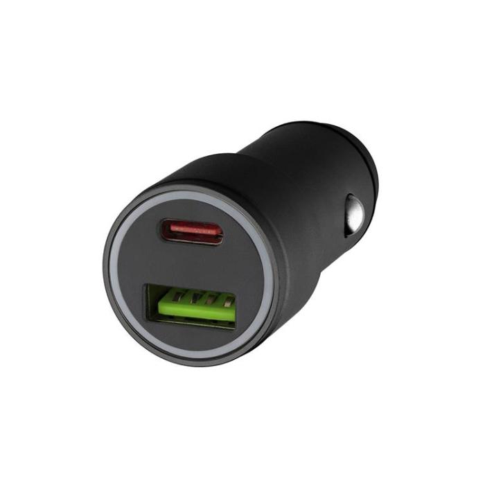 QUALO - QUALO Billaddare 38W 1xUSB-C 1xUSB-A Aluminium QLS-AC-38 - Svart