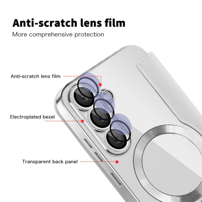 A-One Brand - Galaxy S25 Plus Plånboksfodral MagSafe Rhombus Läder - Titangrå
