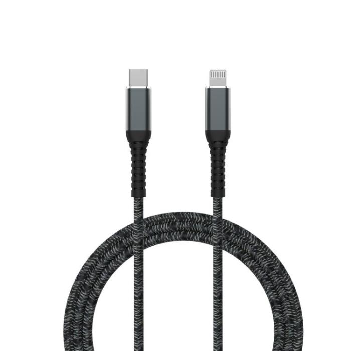 QUALO - QUALO USB-C till Lightning Kabel 2.4A 1m Återvinning - Svart
