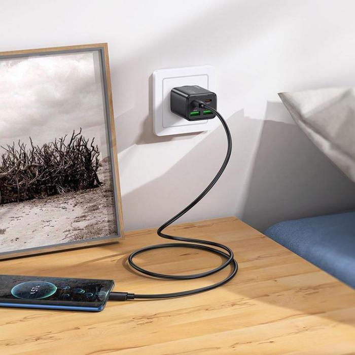 Hoco - Hoco Snabbladdare PD 30W 2xUSB-A 2xUSB-C QC3.0 3A N56 - Svart