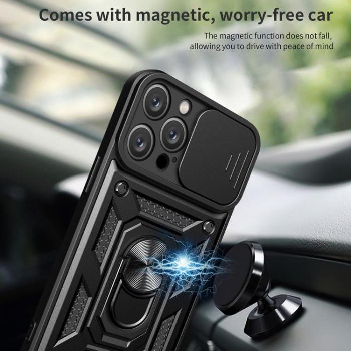 OEM - iPhone 14 Pro Skal Kameraskydd Kickstand - Svart