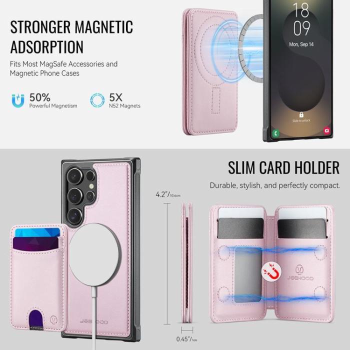 OEM - JEEHOOD Samsung Galaxy S24 Ultra Fodral KonstLäder - Rosa