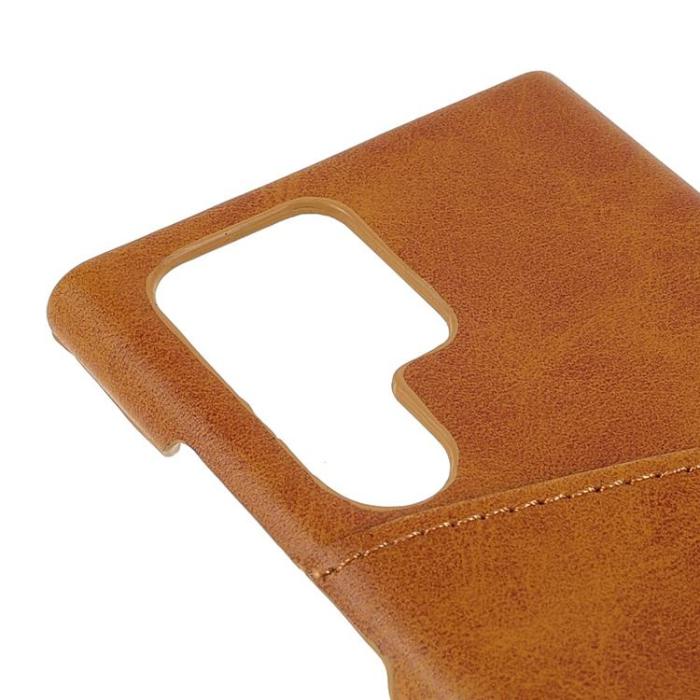 OEM - Kortplats Läder Skal Galaxy S22 - Brun