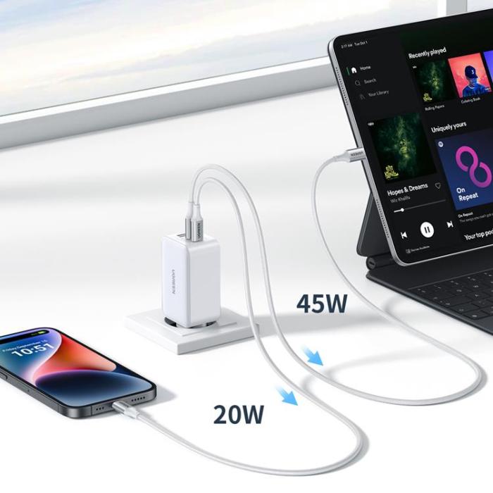 Ugreen - Ugreen GaN Väggladdare USB-/2x USB-C 65W Fast - Vit