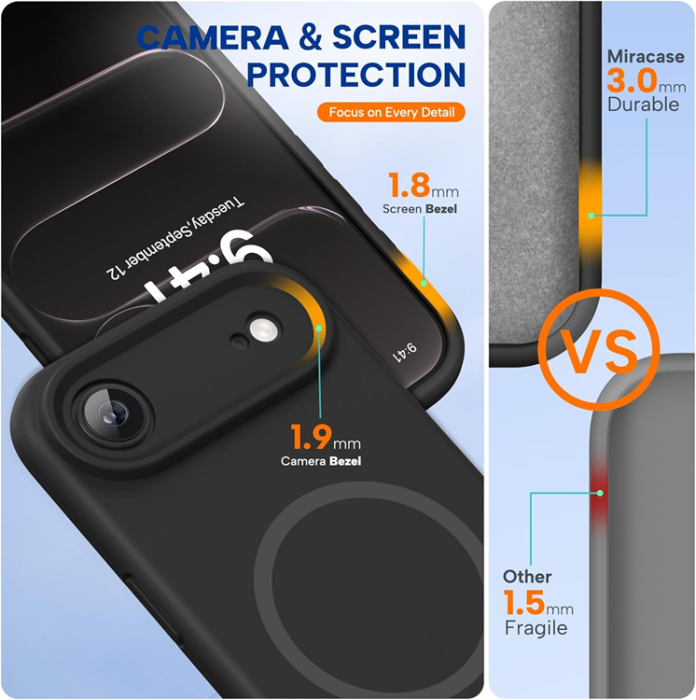 A-One Brand - iPhone 17 Air Mobilskal Magsafe Liquid Silicone - Svart