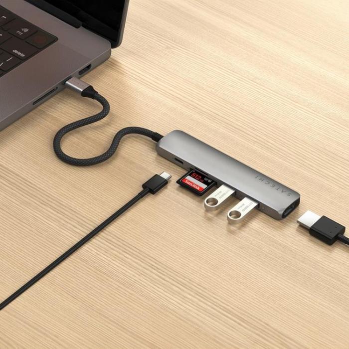 Satechi - Satechi 6-i-1 HUBB USB-C Slim Multiport Adapter - Rymdgrå
