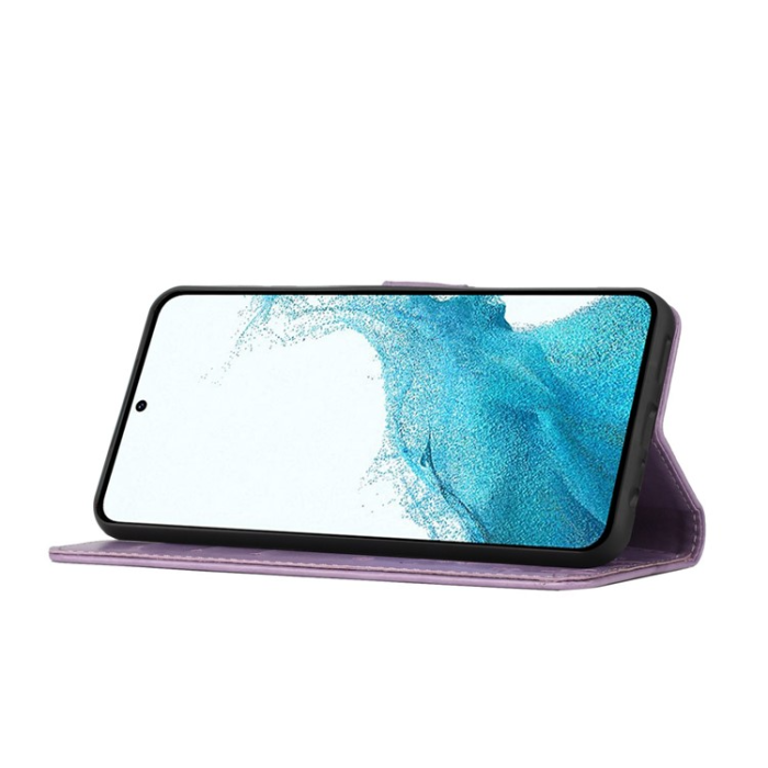 OEM - Galaxy S23 Plus Plånboksfodral Imprinting Flower Butterfly - Lila