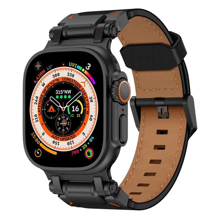 Apple Watch Ultra (49mm) Armband Svart Äkta Läder - Svart | 5123 | AlltMobil