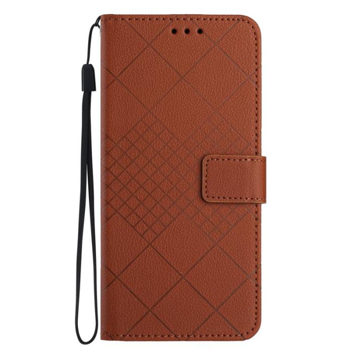 OEM - Samsung Galaxy S26 Fodral Imprint Konstläder Flip Folio - Brun