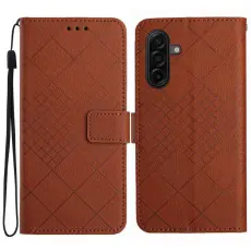 OEM - Samsung Galaxy S26 Fodral Imprint Konstl&auml;der Flip Folio - Brun