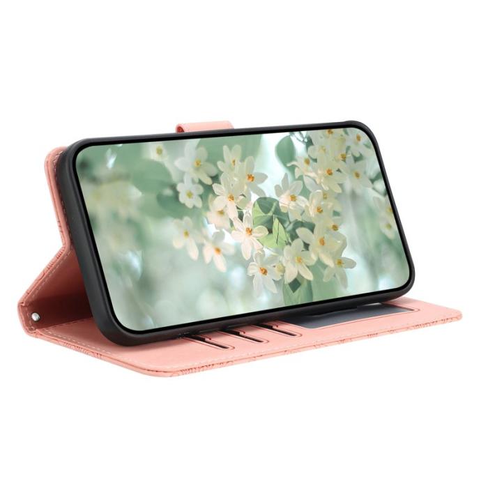 OEM - Samsung Galaxy S26 Plånboksfodral Blommönster Konstläder Flip - Rosa
