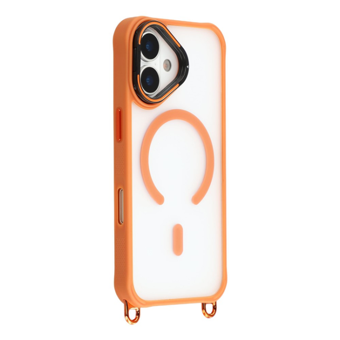 OEM - Mobilskal till iPhone 17 MagSafe med Justerbart Axelband Kamerastativ - Orange