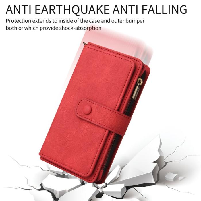 OEM - Samsung Galaxy S26 Ultra Fodral Läder Med Dragkedja - Röd