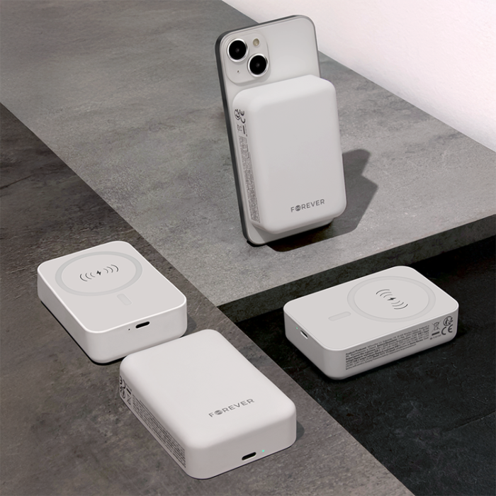 Forever - Forever MagSafe Trådlös Powerbank 10000mAh 20W - Vit