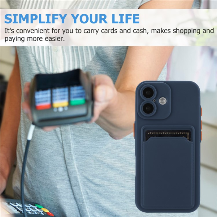A-One Brand - iPhone 16 Plus Mobilskal Korthållare TPU - Marinblå