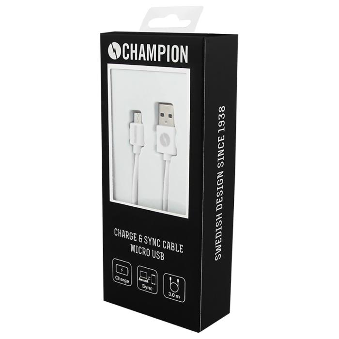 UTGATT5 - Champion Ladd&Synk kab. MicroUSB 3m Vit