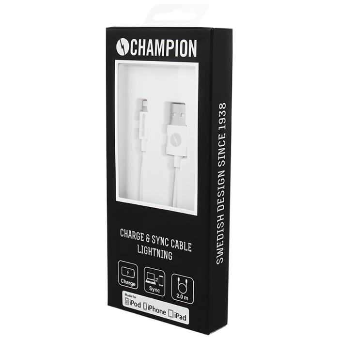 Champion - Champion USB-A till Lightning Kabel 2m Vit