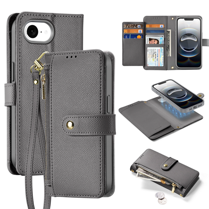 Dux Ducis - Dux Ducis iPhone 16e Plånboksfodral Lawa Läder - Grå