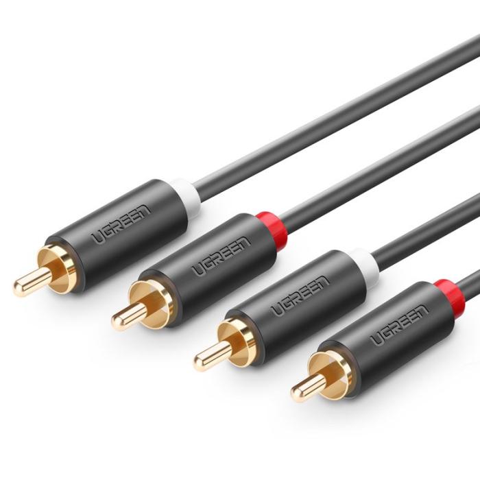 Ugreen - Ugreen stereo 2RCA audio video Kabel 5m Grå