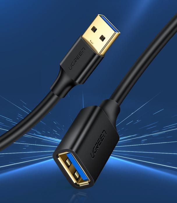 Ugreen - UGreen USB 3.0 female USB 3.0 male extensionssladd 2 m Svart