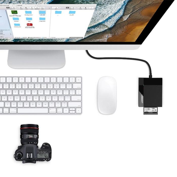 Ugreen - UGreen USB 3.0 SD / micro SD / CF / MS kort läsare Svart