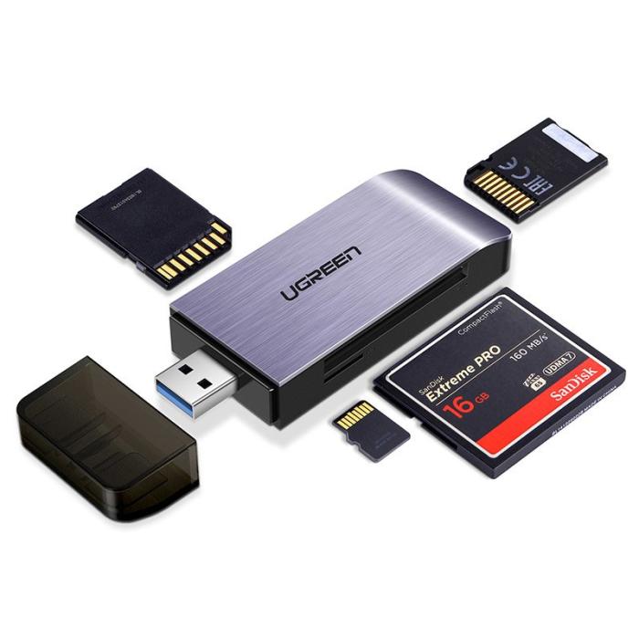Ugreen - Ugreen USB 3.0 SD/ micro SD kort läsare Grå