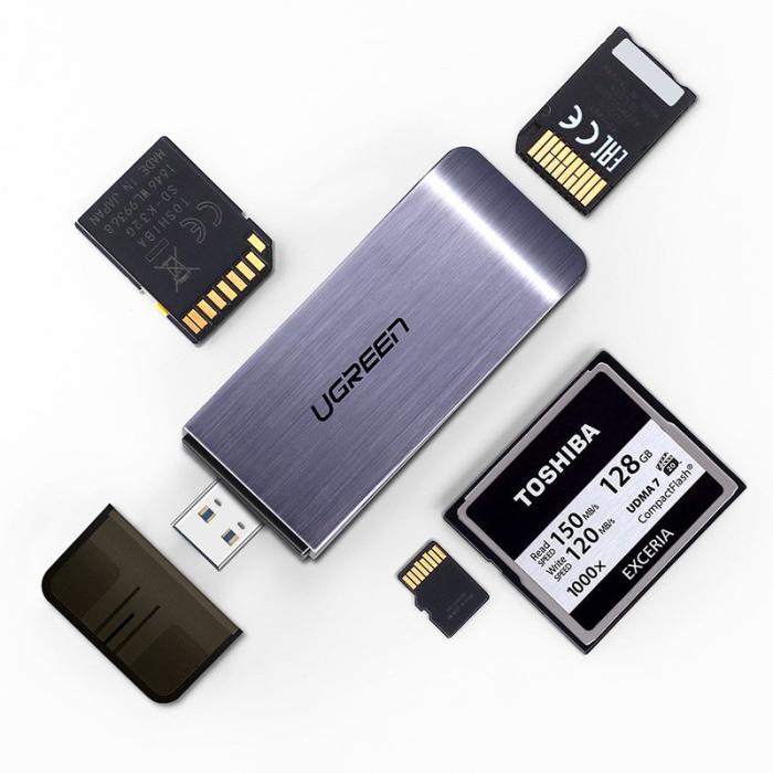 Ugreen - Ugreen USB 3.0 SD/ micro SD kort läsare Grå
