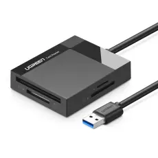 Ugreen - UGreen USB 3.0 SD / micro SD / CF / MS kort l&auml;sare Svart