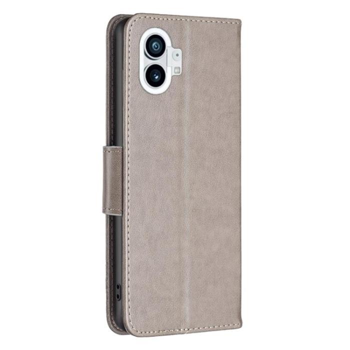 A-One Brand - Nothing Phone 1 Plånboksfodral Butterfly Imprinted - Grå